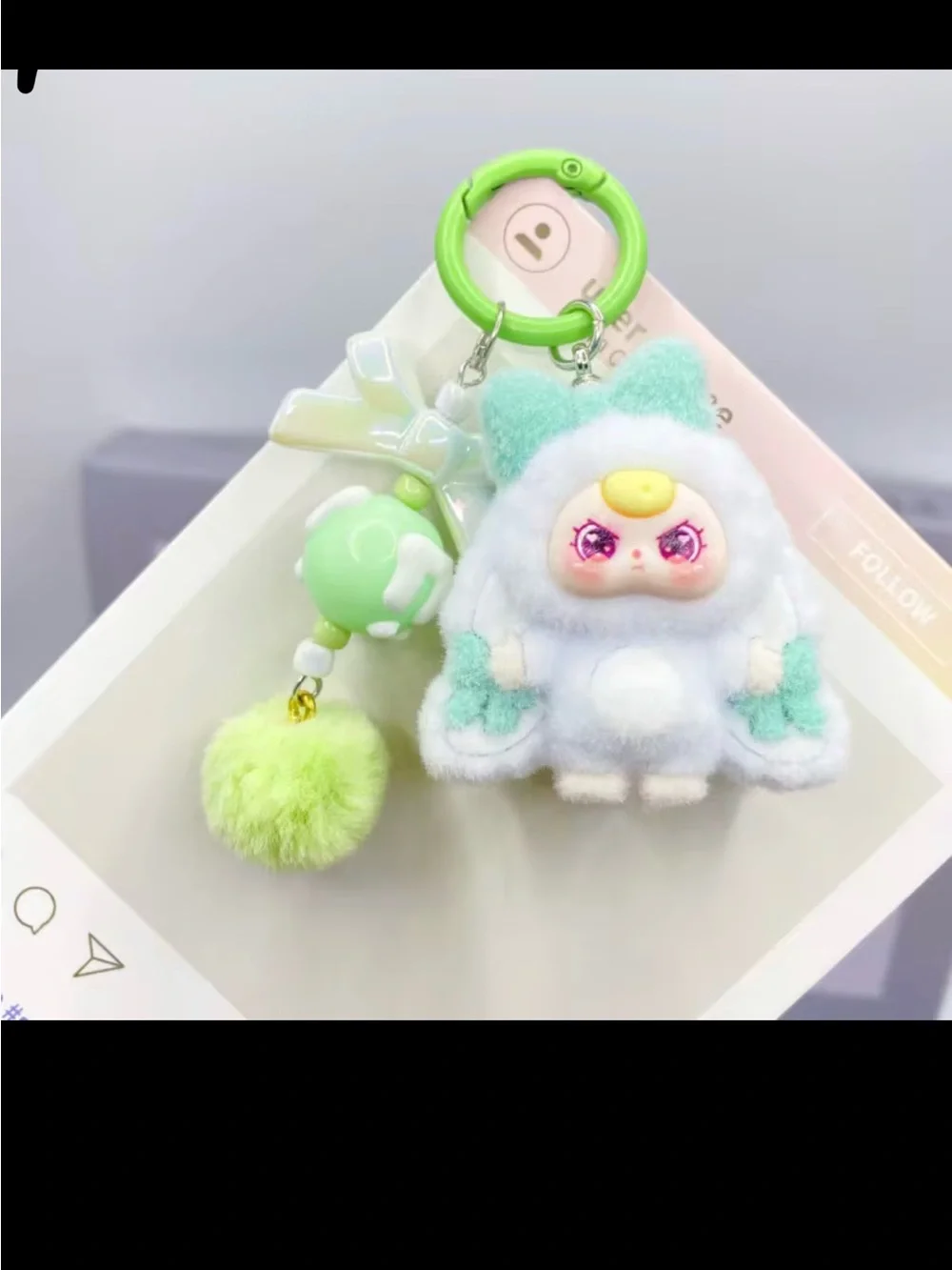 Cute Plush Animal Keychain for Kids - Pink or Green